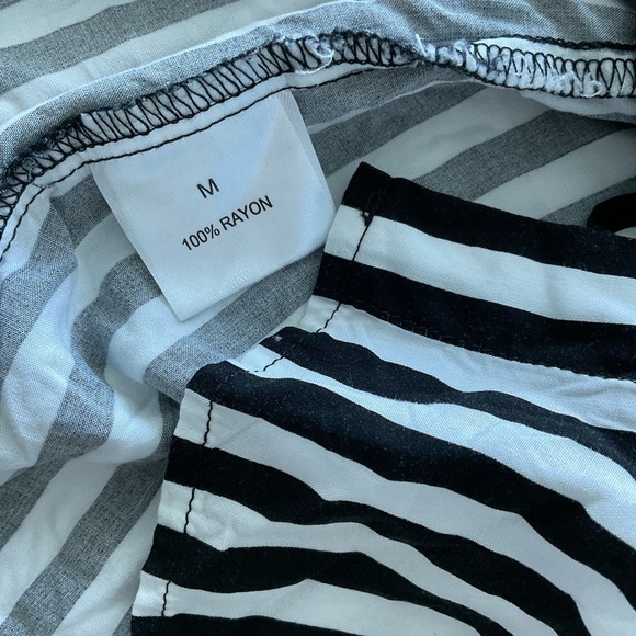 Jane + Delancey White Black Stripe Button Down Long Sleeve Top Medium - Picture 4 of 4